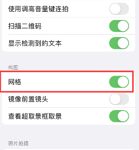 科尔沁左翼后苹果手机维修网点分享iPhone如何开启九宫格构图功能