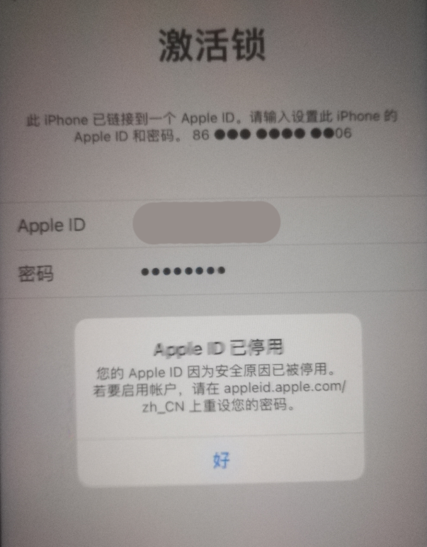 科尔沁左翼后苹果手机维修分享iPhone 12 出现提示“Apple ID 已停用”怎么办 